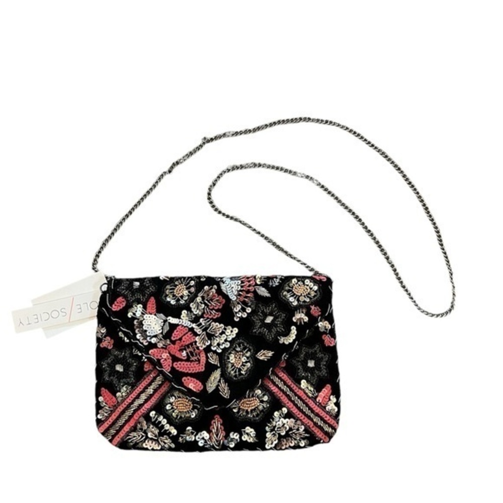NWT SOLE SOCIETY Nordstrom Glamorous Beaded Sequined Black Bag
